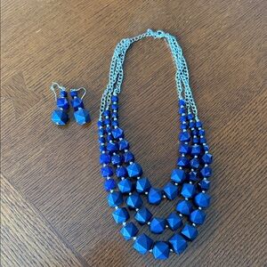 Charming Charlie Royal Blue Statement Necklace Set